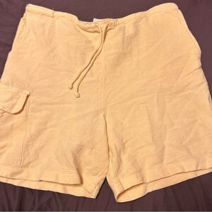 Yellow Cargo Shorts with Relaxed Fit 100% Cotton